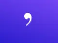 Un signo de puntuación blanco, una coma, destaca sobre un fondo azul vibrante. Es un recordatorio visual del uso de la coma.