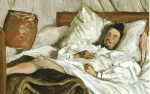 Un hombre en cama, pálido y con mirada perdida, evoca el dolor y la reflexión de "La muerte de Iván Ilich resumen".