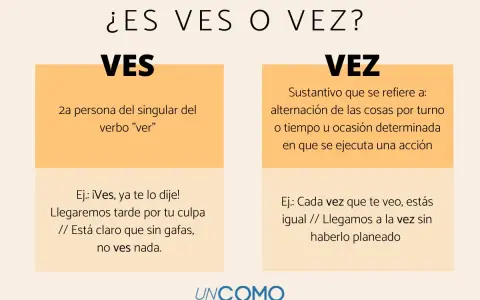Diferencia entre "ves" (verbo) y "vez" (sustantivo). Cada vez que ves algo, es una ocasión.