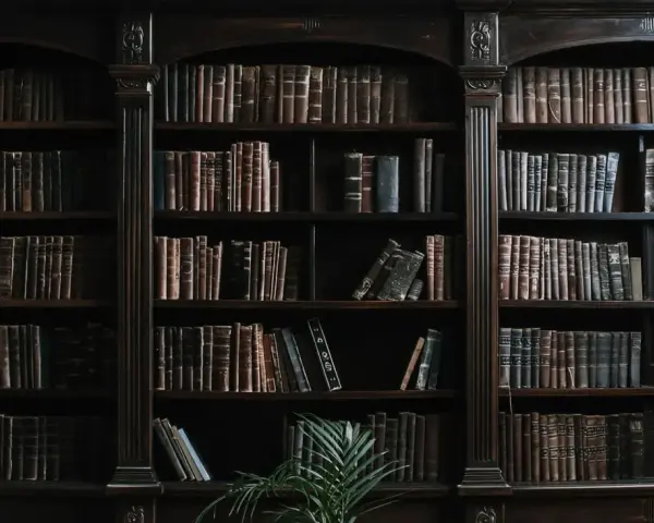 Estanterías repletas de libros antiguos, evocando la espera del **envío de manuscritos a editoriales** para su publicación.