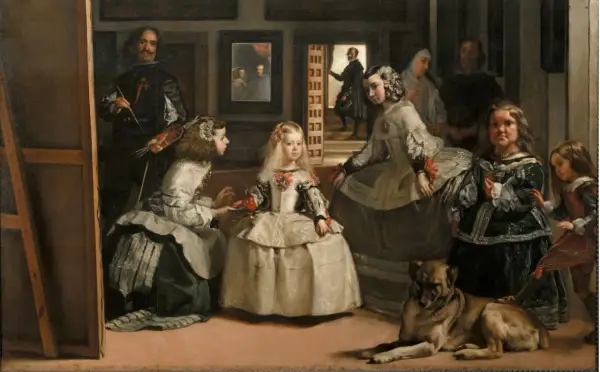 Comentario de Las Meninas: Velázquez pinta a la infanta Margarita y su corte, un perro y a sí mismo.