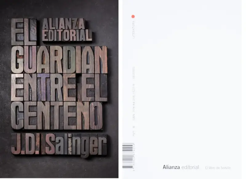 Tipografía de madera para "El guardián entre el centeno" de J.D. Salinger, publicado por Alianza Editorial.